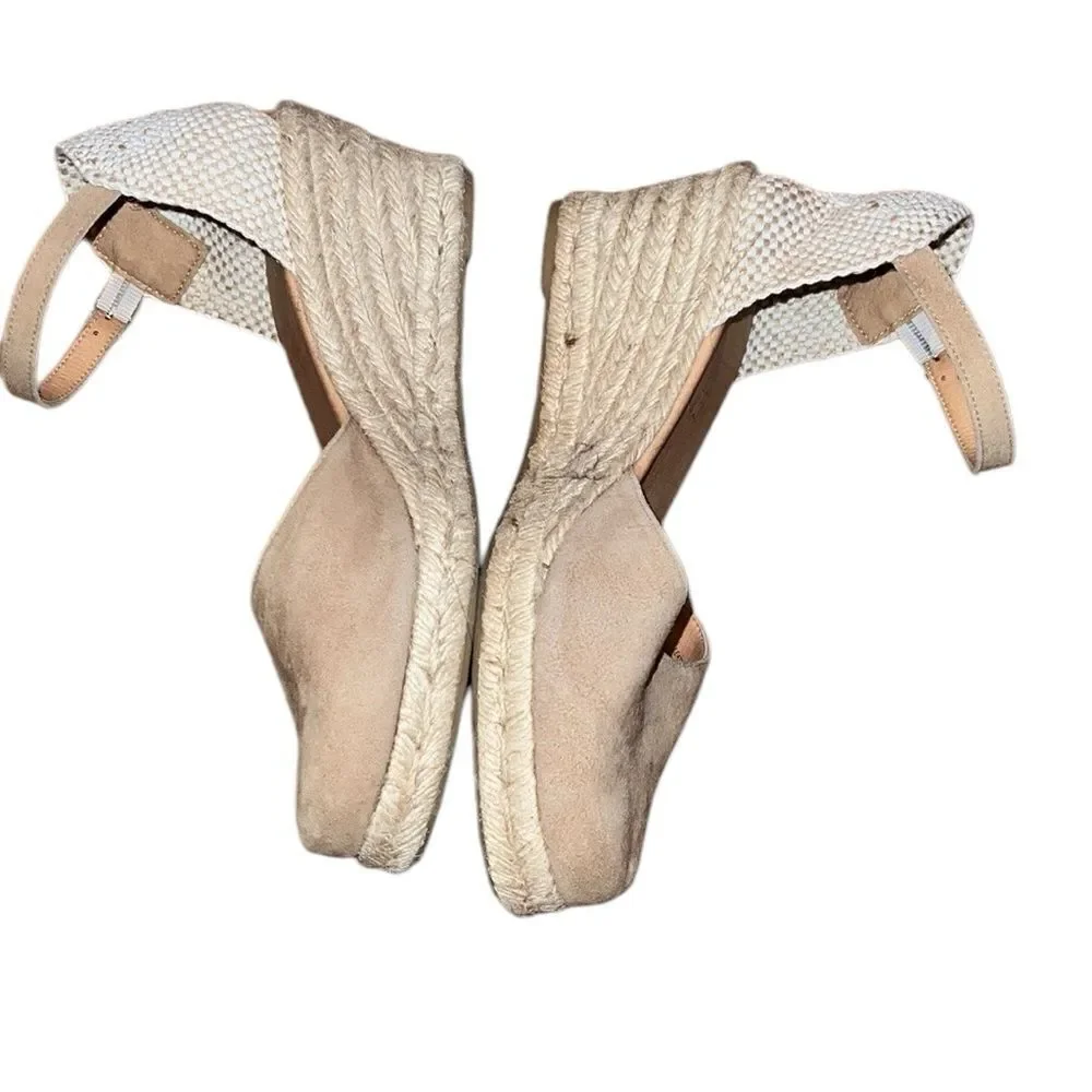 Paseart Tan Suede Espadrille Shoes Size 9.5